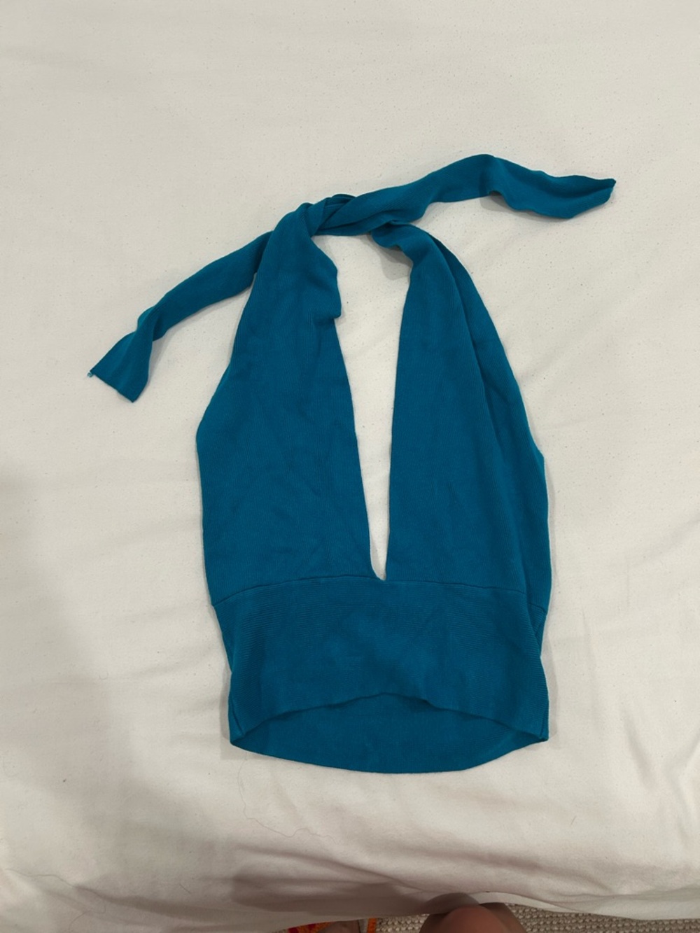 Urban Outfitters Teal V-Neck Halter Crop Top